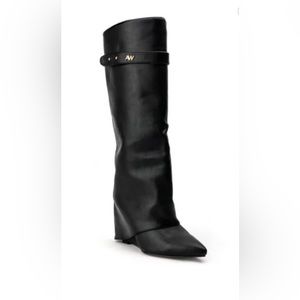 Pointed toe wedge boots for women, new with box